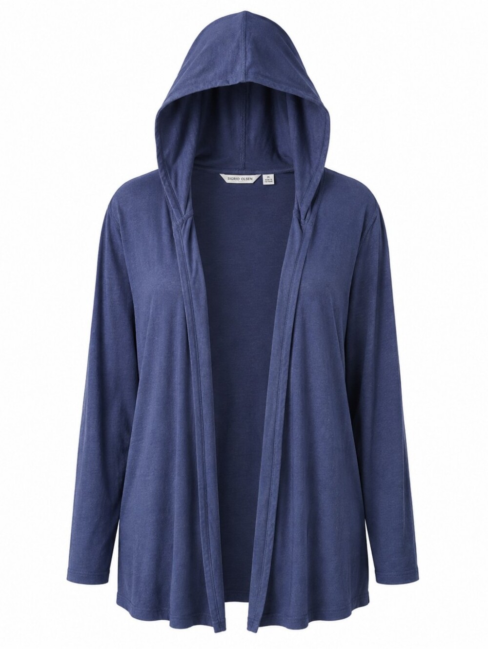 SIGRID OLSEN | Light Navy Blue Linen‎ Lyocell Hooded Open Front Cardigan | 3X